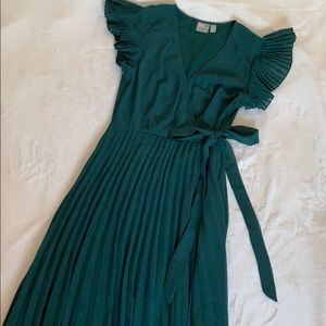 ASOS - green pleated maxi chiffon dress